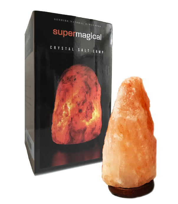Super Magical 4-7lb Himalayan Salt Lamp on Wood Base w/UL-Approved Cord, Quality Dimmer and Extra Bulb!